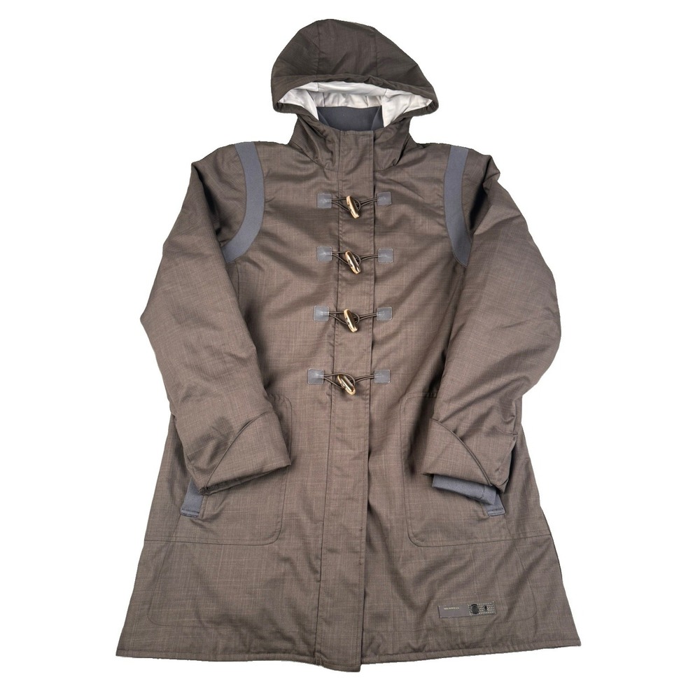 Merrell Womens Large PrimaLoft Insulated Hooded Toggle Duffle Coat Brown
